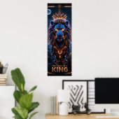 Das Herz eines King Poster - leuchtende Cyber Lion (Heimbüro)