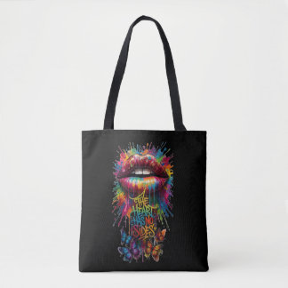 Das Herz hat keine Seiten Rainbow tropfende Lippen Tasche