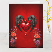 Das Herz mit den schwarzen Flügeln Karte (Gelbe Blume)