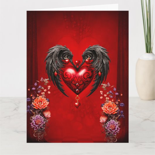 Das Herz mit den schwarzen Flügeln Karte (Vorderseite)