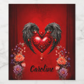 Das Herz mit den schwarzen Flügeln Weinetikett (Einzelnes Label)