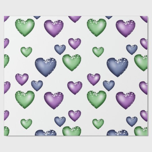Das Herz Muster Blau Grün Lila für Valentine s d Geschenkpapier (Flach)