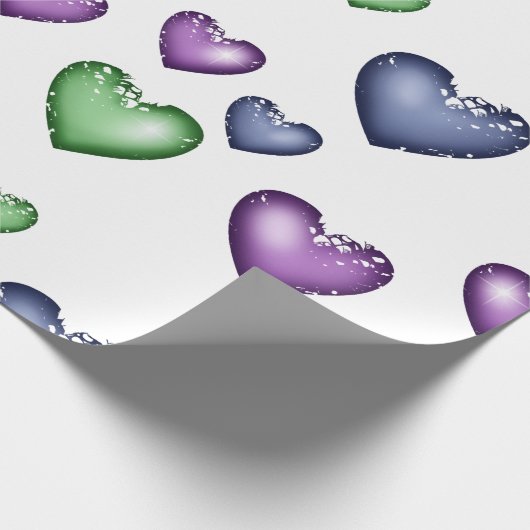 Das Herz Muster Blau Grün Lila für Valentine s d Geschenkpapier (Ecke)