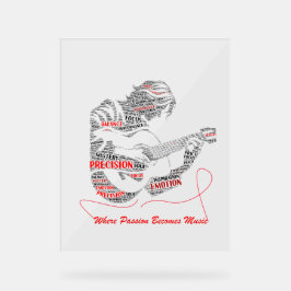 Das Herz spielt zuerst | Gitarre-Typografie-Kunst Acrylschild