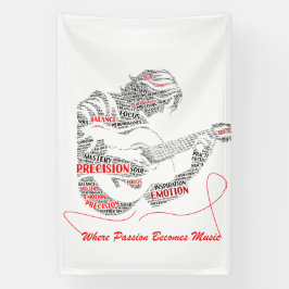 Das Herz spielt zuerst | Gitarre-Typografie-Kunst Banner