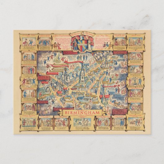 Das Herz von Birmingham, England Karte (Vorderseite)