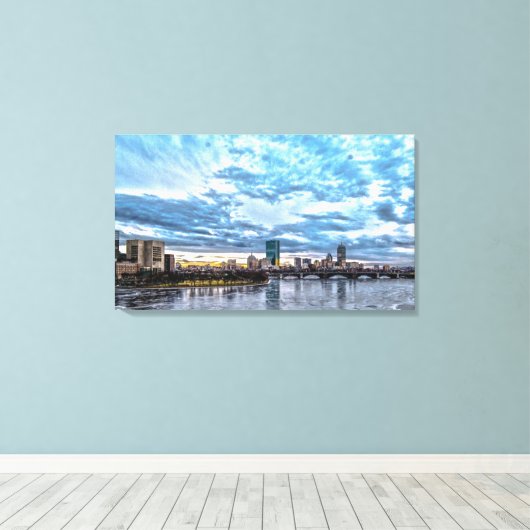 Das Herz von Boston Canvas Print Leinwanddruck (Insitu (Holzboden))