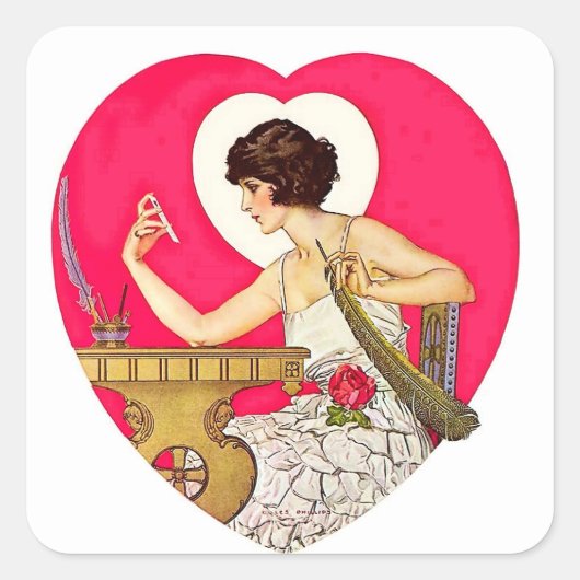 Das Herz von C. Coles Phillips Quadratischer Aufkleber (Vorderseite)