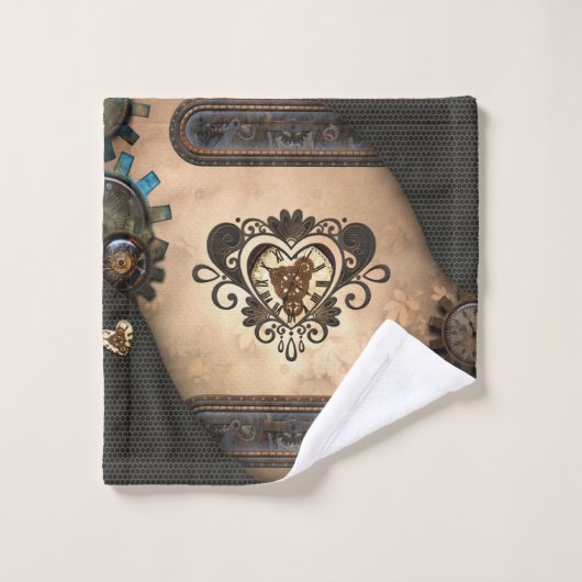 Das Herz von Steampunk Badhandtuch Set (Waschlappen)