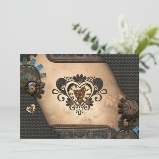 Das Herz von Steampunk Einladung (Stehend Vorderseite)