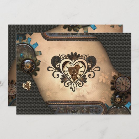 Das Herz von Steampunk Einladung (Vorne/Hinten)