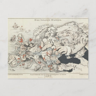 Das heutige Europa', 1887 Postkarte