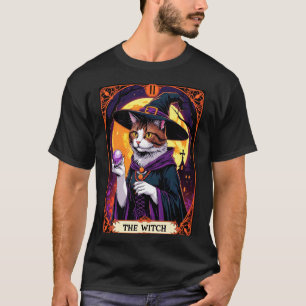 Das Hexen-Kätzchen Vintage-Tarotkarten-Katze Hallo T-Shirt