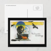 Das Hexenkaldron Halloween Vintag Postkarte (Vorne/Hinten)