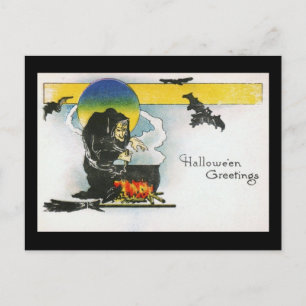 Das Hexenkaldron Halloween Vintag Postkarte