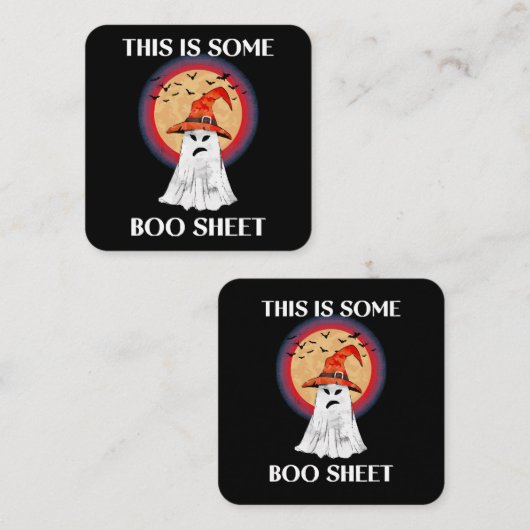 Das hier ist ein Boo Sheet Halloween Ghost Funny Quadratische Visitenkarte (Vorne/Hinten)