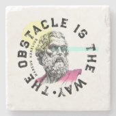 Das Hindernis ist der Weg - Zitat von Marcus Aurel Steinuntersetzer (Vorderseite)