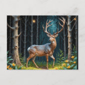 Das Hirsch in einem Mondwald Postkarte (Vorderseite)