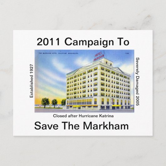 Das historische Hotel Markham rette Postkarte (Vorderseite)