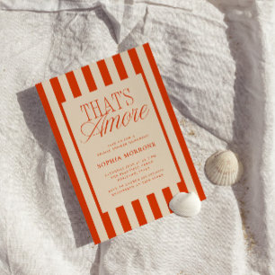 Das Hochzeitsbrausebad "That's Amore Red Stripes" Einladung