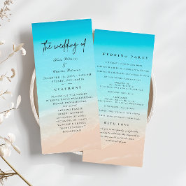 Das Hochzeitsprogramm am Strand Menükarte