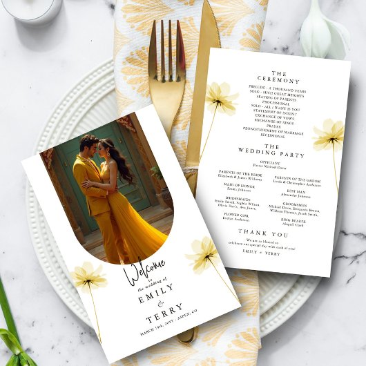 Das Hochzeitsprogramm für Blumen im Golden Hour Gr