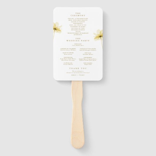 Das Hochzeitsprogramm für Blumen im Golden Hour Gr Fächer (Rückseite)