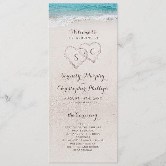 Das Hochzeitsprogramm für Sandstrände Programm (Vorderseite)