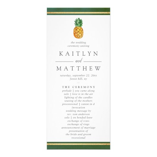 Das Hochzeitsprogramm für tropische Ananas Werbekarte (Vorne)