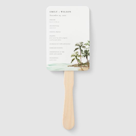 Das Hochzeitsprogramm für tropische Palmen Trees B Fächer (Vorderseite)