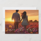 Das Hochzeitsstift Foto Modernes Weiß Grün Save The Date (Vorderseite)