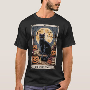 Das Hocus Pocus Tarot Halloween Cat Pumpkin Mystic T-Shirt