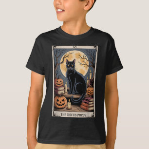 Das Hocus Pocus Tarot Halloween Cat Pumpkin Mystic T-Shirt
