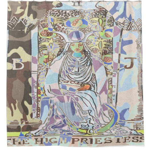 Das hohe Priesterin-Tarot-Karten-Badezimmer Duschvorhang (Vorderseite)