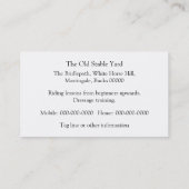 Das hohe Treten dapple gery Dressage Visitenkarte (Rückseite)