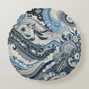 Das Home Studio Indigo Bloom  Rundes Kissen