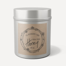 Das Honey Label "Black and White Doodle Wreath Kra Quadratischer Aufkleber