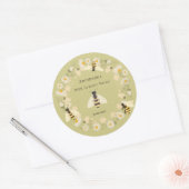 Das Honey-Label Daisy Wreath and Bies personalisie Runder Aufkleber (Umschlag)