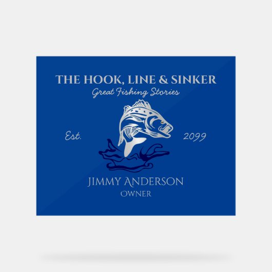 Das Hook Line & Sinker Bar Fischermann Acrylschild (Vorderseite)