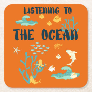 Das Hören auf den Ozean, den Tag der Erde, Meerest Rechteckiger Pappuntersetzer