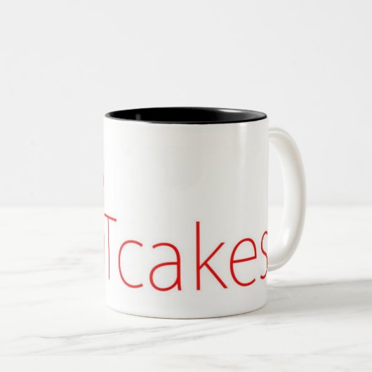 Das Hotcakestextlogo Zweifarbige Tasse (VorderseiteRechts)