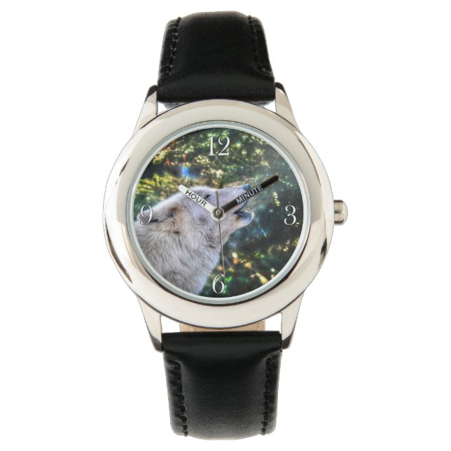 Das Howling arktischer Wolf Natur- und Wildtierdes Armbanduhr (Vorderseite)