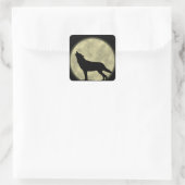 Das Howling auf den Mondwolf-Stickern Quadratischer Aufkleber (Tasche)