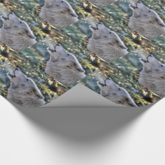 Das Howling des arktischen Wolfs im Winter-Foto Geschenkpapier (Ecke)