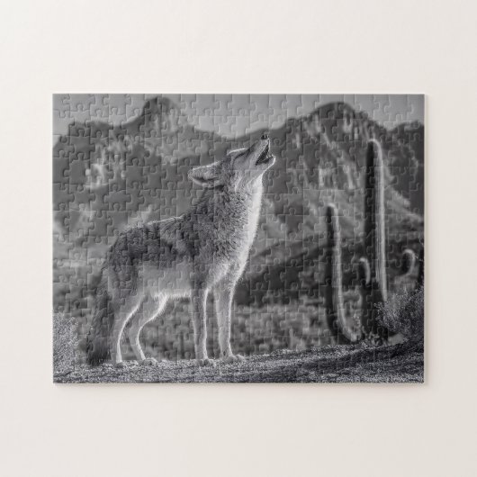 Das Howling von Coyote in der Wüstenlandschaft Puzzle (Horizontal)
