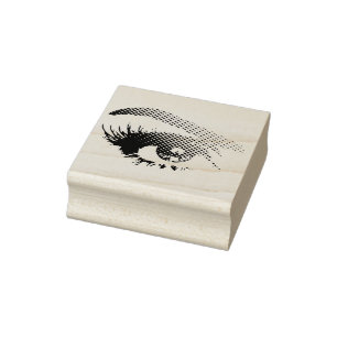 Das hübsche Auge der Frau in den Halbtonpunkten - Gummistempel