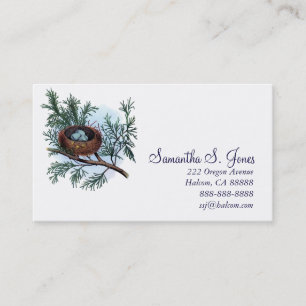 Das hübsche Vintage Nest des Vogels und Telefonnummerkarte