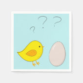 Das Huhn oder das Ei Niedlich Osterfest Cartoon Fu Serviette (Vorderseite)