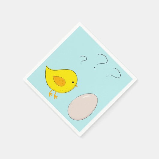 Das Huhn oder das Ei Niedlich Osterfest Cartoon Fu Serviette (Ecke)