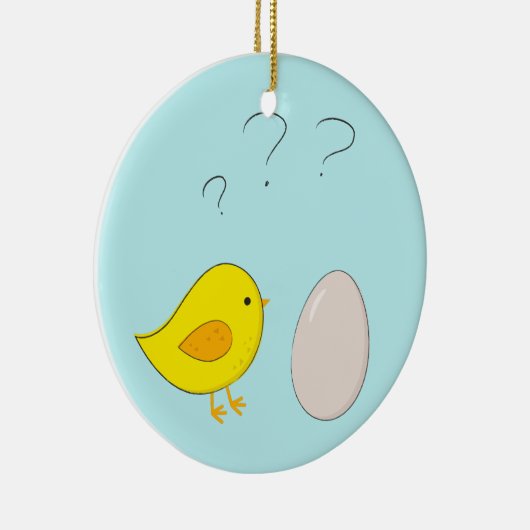 Das Huhn oder das Ei niedlich Osterfest Cartoon Keramik Ornament (Rechts)